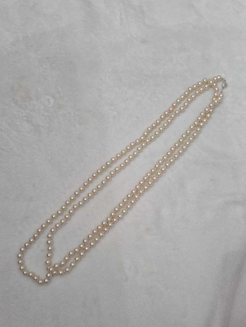 Vintage Extremely Long Glass Pearl Necklace
